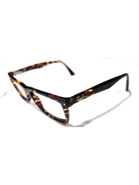 Ray Ban RB5287 5711 Spotted Brown Blue Rectangle Eyeglasses Frame 52-18 140